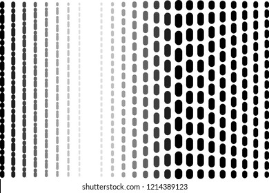 Black and white perforated texture. Abstract vector background. Glitch effect overlay. Modern technology or hi-tech template. Halftone gradient. Visual dynamic abstraction. Geometric shapes pattern