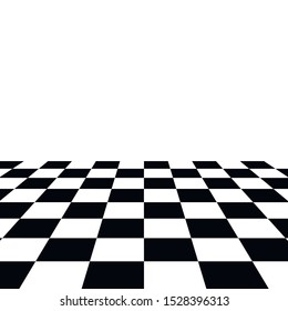 Black and white perspective floor tiles background. Chess board