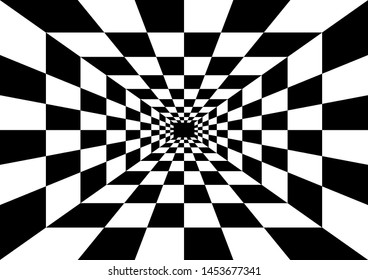 Black and white perspective geometric background.