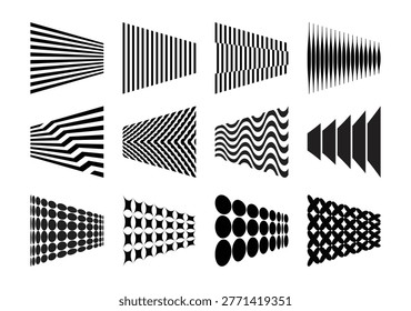 Black and white perspective warp pattern pack.