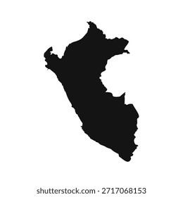 Black and White Peru Simple Map
