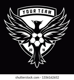 Black and white phoenix for football logo