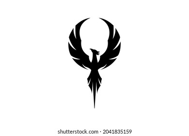 black and white phoenix icon vector drawing