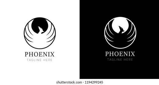 Black and white phoenix logo
