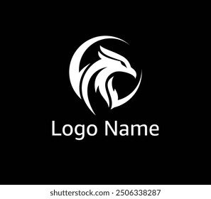 Black and white phoenix with shield logo, vector illustrations	
