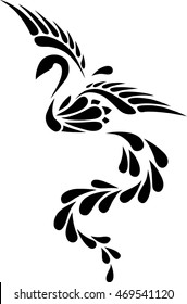 Black and White Phoenix Tribal Tattoo