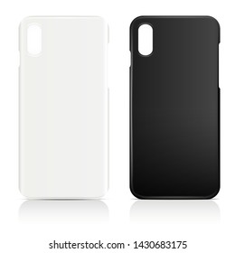 Black and white phone cases template with blank space for your design, isolated on white background 