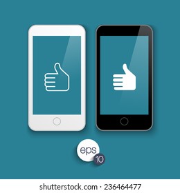 Black and white phone. Vector illustration