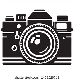 a black and white photo of a camera with a lens cap.