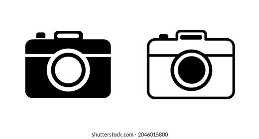 Black and white photo camera vector icons set