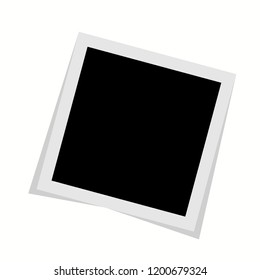 Black and white photo frame with shadows in flat style isolated on white. Vector illustration