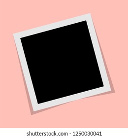 Fotografía Polaroide en blanco y negro con sombras aisladas en fondo rosa. Ilustración del vector