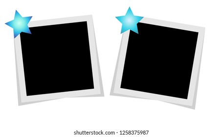 Black and white photo frame with shadows isolated on white background. Vector illustration - Vector