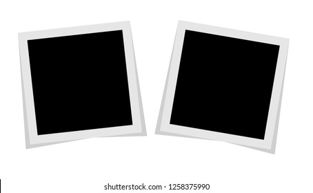 Black and white photo frame with shadows isolated on white background. Vector illustration - Vector