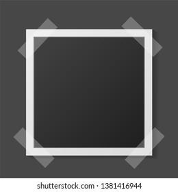 Black and white photo frame with shadows isolated on grey background. Vector illustration