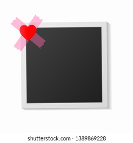 Black and white photo frame with shadows isolated on white background. Vector illustration