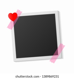 Black and white photo frame with shadows isolated on white background. Vector illustration