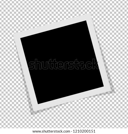 Black and white photo  frame with shadows isolated on transparent background. image. Vector illustration