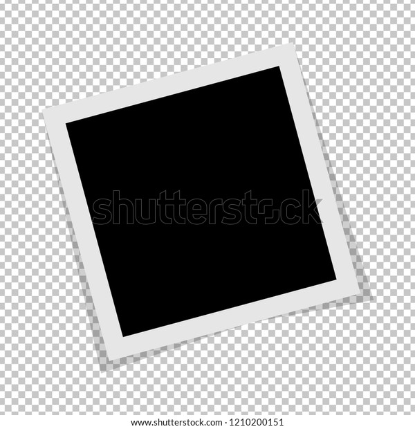 透明な背景に白黒のポラロイドの写真フレームと影 画像 ベクターイラスト のベクター画像素材 ロイヤリティフリー