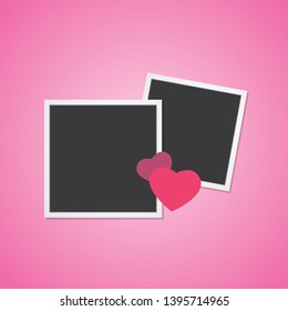 Black and white photo frames for couple. Vintage style. Vector illustration