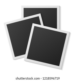 Black and white photo frames isolated on white. vintage style. Vector illustration