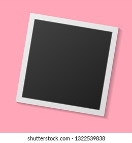 Black and white photo frames isolated on pink. Vintage style. Vector illustration