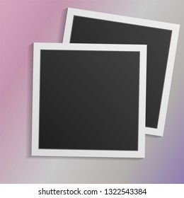 Black and white photo frames isolated on pink. Vintage style. Vector illustration