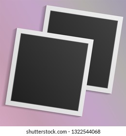 Black and white photo frames isolated on pink. Vintage style. Vector illustration