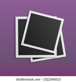 Black and white photo frames isolated on violet. Vintage style. Vector illustration