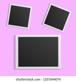 .Black and white photo frames isolated on pink. Vintage style. Vector illustration