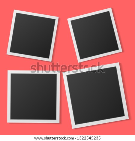 Black and white photo frames isolated on pink. Vintage style. Vector illustration