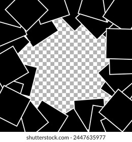 Black and white photo frames pack with shadows in flat style isolated on white. Vector illustration