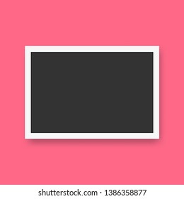 Black and white photo frames rectangle isolated on pink background. Vintage vector illustration