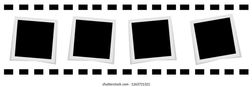 Black and white photo frames with shadows isolated on white background. Vector illustration 