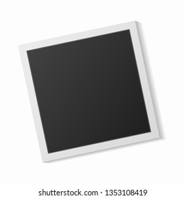 Black and white photo frames with shadows isolated on white background. Vector illustration