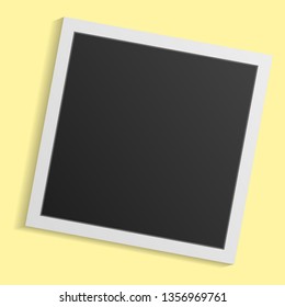 Black and white photo frames with shadows isolated on yellow  background. Vector illustration
