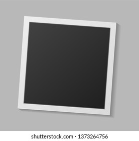Black and white photo frames with shadows isolated on grey background. Vector illustration