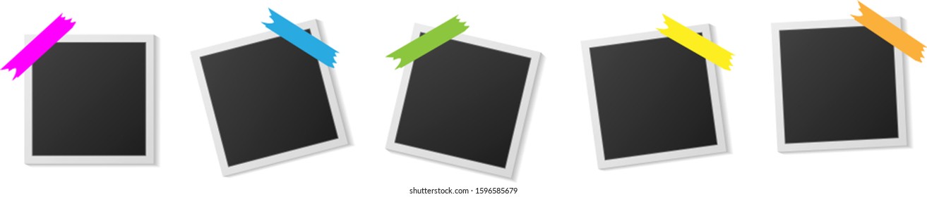 Black and white photo pack frame with shadows isolated on white  background. image. Vector illustration