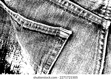 Foto en blanco y negro de la textura de los jeans y de las líneas de coser