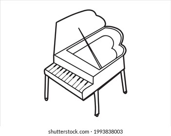 Ilustración vectorial del dibujo de piano blanco y negro para el libro de colorear.