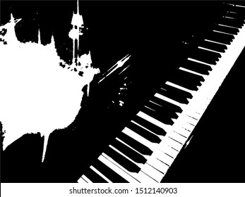 Black and white Piano key. Vector illustration.