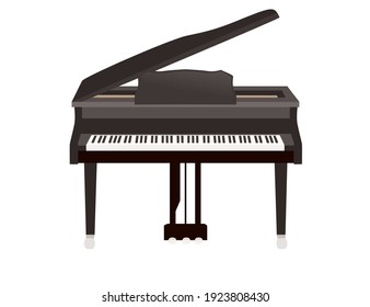 Black and white piano keys with abstract flowing flat vector illustration