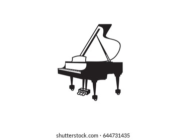 Black and white piano on white background