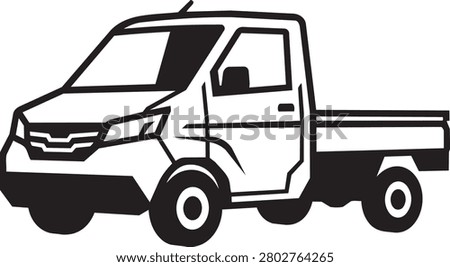 Black and white pickup truck icon