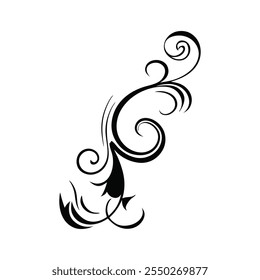 A black and white picture of a flower and a design on a white background