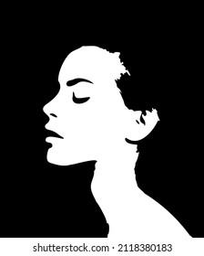 Black and white picture of a girl. The profile of the girl in black and white. Stranger
