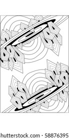 Black and white picture. Hand drawn elements for design. Good for coloring book for adults or design of wrapping and textile.