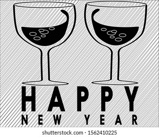 black and white picture. happy new year