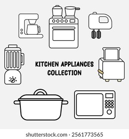 a black and white picture of kitchen appliances including the kitchen appliances