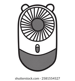 black and white picture of a large handle hand fan